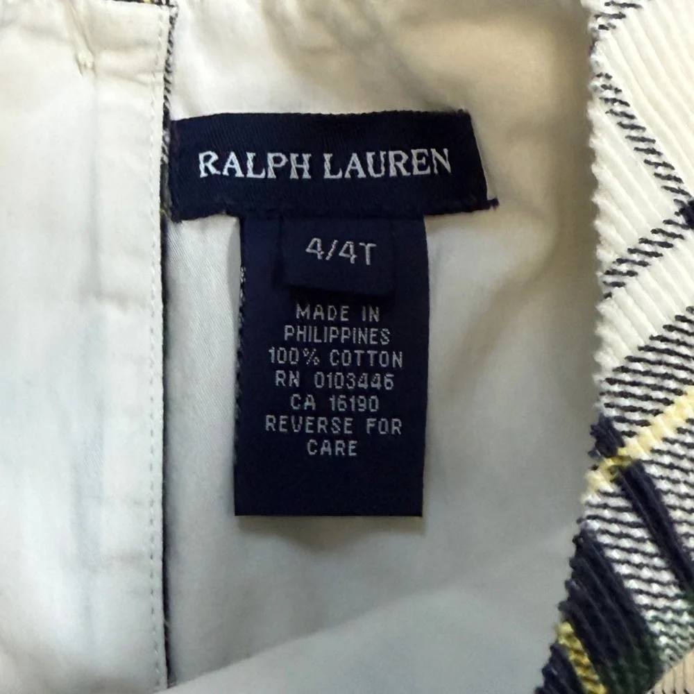 Ralph Lauren: Girls Blue / Green / White Tartan Plaid Dress, Size 4 / 4T